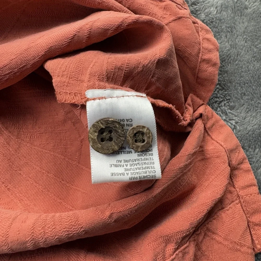 Tommy Bahama Shirt Mens Large Orange 100%‎ Silk Floral Leaf Pattern Button Up